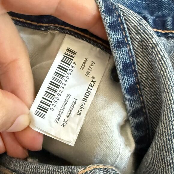 Zara The High Waist Crossover Waist Wide Leg Full Length Jeans 4 - Picture 14 of 16